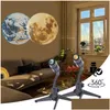 Night Lights Earth Moon Led Projection Light With Tripod Decor Desk Lamp Cute For Kids Bedroom Decoration Atmosphere Drop Delivery L Dhbz3