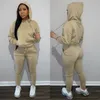 Kvinnors tvåbitar byxor Autumn Set Women Sweatshirt Matchande kläder Långärmning Pocket Sporty Hoodie Leggings Casual Tracksuits 230325