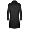 Мужская шерстяная смеси зимнее пальто мода Long England Стиль в стиле деловой случайные траншеи сплошные толстые куртки 230325
