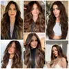 Synthetische pruiken Lange golvende bruine ombre Middle Part Natural Hair Wig for Women Daily Party Cosplay Heat Resistant Fiber 230324
