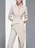 Women's Suits Blazers est 2023 Designer Women Fashion Blazer 2 Pieces Set Patchwork Vintage Suit Jackets Straight Pantsuit Female Chic Outfits 230325