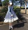 Robes décontractées filles japonaises douce Lolita robe à volants Harajuku Kawaii col marin JK nœud Style Preppy à manches longues