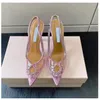 222 rhinestone crystal-embellished sandals Aquazzura PVC Pumps High heels shoes100mm spool Slingbacks women Luxurys Designers Dress Evening shoes stiletto Heels