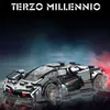 블록 모델 빌딩 키트 기술 Lambo Terzo Millennio 컨셉 컨셉 레이싱 자동차 빌딩 블록 모델 슈퍼 스포츠 차량 소년을위한 벽돌 장난감 GI J240307