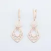 Dangle Earrings 2 Style Womens 585 Rose Gold Color Without Stone Flower Rectangle