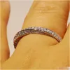 ジュエリーかわいいビクトリアウィックラグジュアリージュエリー925 Sterling Sier Corss Band Pave White Sapphire CZ Diamond Women Party Rings for DH8V0