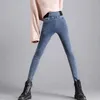 Women's Jeans Winter Thicken Warm Slim Denim Leggings Retro Skinny Pencil Trousers Casual Oversize 26-38 Elastic Waist Velvet Lined 230325