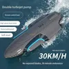 ElectricRC Boote 30 km/h 24 g bürstenloser Twin-Turbo-Hochgeschwindigkeits-Renn-Schnellboot, wasserdichte Yacht, Carbon, Kinderspielzeug 230325