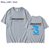 Herrst-shirts McLaren F1 Team T-shirt Daniel Ricciardo 3 Ny ankomst 2022 Summer Short Seve Tops Pure Cotton Large Tracksuit Men Tees Print 0325H23