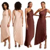 Повседневные платья Женщины плиссированные платье сексуально 2023 летняя одежда с одной плечо