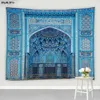 Tapissries 3D Marockan Art Architectural Tapestry Islamiska retro Geometriska mönster Vägg hängande vardagsrum sovrum heminredning filt 230324