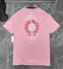 Ch Luxury Tシャツメンズクラシックブランドトップティーテーズメンズサンスクリットレター半袖ホースシューカップルTシャツデザイナーポロスTシャツクロスユニセックスTシャツY4TG