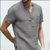 Camicie casual da uomo T-shirt a maniche corte da uomo estivo in cotone e lino T-shirt da uomo casual da uomo T-shirt da uomo traspirante S3XL 230325