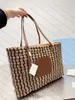 Designer Straw Bag Raffia Shoulder Bag Tote Women Beach Bags Luxury Handväskor Mesh andningsväskor Vävd Shopping Summer Straw Microfiber broderad