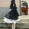 Casual klänningar japanska flickor söta lolita ruffle klänning harajuku kawaii sjöman krage jk bow preppy stil långärmad