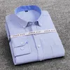 Men's Casual Shirts High Quality Mens Cotton Oxford Striped Single Patch Pocket Long Sleeve Regular-fit Comfortable Casual Button-collar Shirt 230325