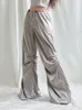 Damesbroek s Weemeep Satin Wide Leg Baggy Drawstring Jogging Sweatpants 2023 Zomer Fashion Low Rise Trouser Elegant Streetwear 230403