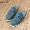 Sandálias Babouche Verão Caminhada Mocassins Mulheres Mules Estilo Aberto Metade Chinelos Laranja Camurça Backless Flat Casual Sapatos Metal Borlas Mocassim 230325