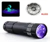 MINI UV LED -ficklampa Violet Light 9LEDS Torch Lamp Battery Drivna Ultraviolet Flash Lights för antifake Money Detector Urin 8879699