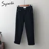 Kvinnors jeans syiwidii ​​vit hög midja jeans för kvinnor svarta mamma jeans denim byxor bomull vintage streetwear vår sommarmode 230325