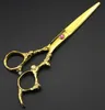 Hår sax Professional Japan 440C 6 '' Gold Dragon Hair Scissors Haircut Thinning Barber Haircutting Cutting Shears Frisör 230325