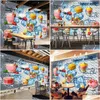 Bakgrunder Anpassad alla storlekar Mural Wallpaper 3D Cold Drink Shop Milk Te Fruit Juice Brick Wall Bakgrund Papper PVC Vattentät Sticke Dhtrs