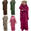 エスニック服eidフード付きイスラム教徒の子供ヒジャーブドレス祈り衣服ジルバブアバヤキッドキッドキマースカートセットフルカバーラマダンイスラム服230325