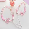 Favor favor a festa doce, cadeia de telefones celulares romântico ROM Pink Bow adorável charme de miçangas meninas de pulseira capa de lanyard acessórios de cordão