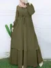 Ethnische Kleidung ZANZEA Vintage Muslim Kleid Frauen Langarm Maxi Solide Sommerkleid Robe Femme Weibliche Kordelzug Marocain Türkische Vestidos 230325