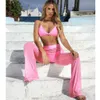 Damenbadebekleidung Sexy Frauen Strand Durchsichtiges Mesh Hohe Taille Elastische Sheer Wide Leg Hosen Hosen Bikini Cover Up S-XL 220325