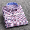 Men's Casual Shirts High Quality Mens Cotton Oxford Striped Single Patch Pocket Long Sleeve Regular-fit Comfortable Casual Button-collar Shirt 230325