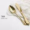 Dinware sets vintage westerse roestvrijstalen mes mes vork lepel servies flatware festival graveren keukencadeau