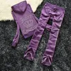 Survêtements pour femmes Yiciya Juicy Velour Wome 2 pièces Ensemble 2023 Marque Velvet Costume Femme Couture Sweats à capuche et pantalons Ensembles pour femmes Designer