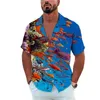 Men's Casual Shirts Marine Life Printing Tees Beach Vacation Style Hawaiian Fashion Lapel Single-Breasted Leisure Short SleeveTops 230325