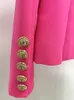 Women's Suits Blazers HIGH STREET 2023 Stylish Designer Classic Double Breasted Metal Buttons Slim Fitting Jacket Pink 230325