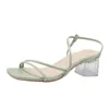 Sandales Comemore 2021 été transparent gros talons hauts chaussures femmes sandalias mode élégant sans lacet gladiateur sandales femme 2022 39 Z0325