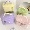 Cosmetic Bags Cases Flower Quilting Cloth Makeup Bag Women Cosmetic Organizer Female Small Storage Handbag Box Shape Portable Toiletry Case For Girl 230324