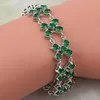 Pulseras con dijes, regalo de Navidad, brazaletes de peridoto de Color plateado, circonita cúbica verde, joyería de moda de piedra, 18cm, 7,08 pulgadas, AB346Charm