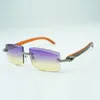 Lunettes de soleil cool en diamant de taille moyenne 3524031 avec pieds en bois orange naturel et verres taillés de 57 mm