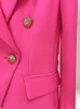 Women's Suits Blazers HIGH STREET 2023 Stylish Designer Classic Double Breasted Metal Buttons Slim Fitting Jacket Pink 230325