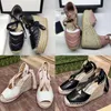 Sandálias de salto de plataforma de luxo palha de palha de barbileira sapatos de couro de couro de couro grosso de sandália