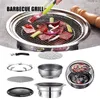 BBQ Grills BBQ Charcoal Grill Portable Household Korean Grill Round Carbon Barbecue Grill Camping Grill Stove for Outdoor Indoor WXV Sale 230324