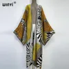 Swimwear femminile Winyi Summer Women Cardigan Stitch Cocktail Sexy Boho Maxi African African Holiday Batwing Sleeve Sensazione di seta Kimono Kaftan 220325