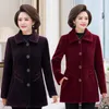 Women's Wool & Blends Autumn Winter Jacket Woolen Coat Solid Color Plus Size 5XL Middle-aged Elderly Female Imitation Mink Velvet OvercoatWo