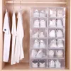 Förvaringslådor BINS 6PCSSet Fold Plastic Shoes Case Thicked Transparent Lådfodral Plastsko Boxar Stapble Box Shoe Organizer Shoebox 230324