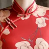 Ubranie etniczne vintage satynowy cheongsam szczupły kołnierz mandarynki letnie vestidos krótkie rękawy qipao chińskie tradycyjne sukienki dla kobiet