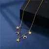 Pendant Necklaces Arrival Gold Color Star Moon Necklace For Women Stainless Steel Retro Crescent Femme Christmas Gift Jewelry