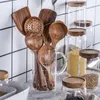 Części naczynia kuchennego 1-7pcsset Teak Naturalne drewniane zastawa stołowa Spoon Spoon Specjalna nano zupa Skimmer Gotowanie łyżka drewniana narzędzia kuchenne 230324