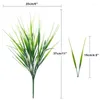 Flores decorativas, 1 Uds., plantas artificiales de hierba de trigo de plástico para exteriores, arbustos verdes falsos resistentes a los rayos UV para exteriores