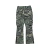Pantalons pour hommes Streetwear Cargo Hip Hop en détresse Camouflage Splash évasé femmes poches cordon Baggy pantalon 230324